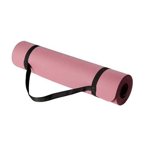 Amazon Basics 0.25 inch Thick TPE Exercise Yoga Mat with Carrying Strap, Plum | Amazon (US)