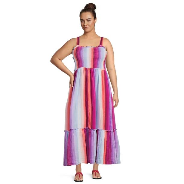 Terra & Sky Women's Plus Smock Midi Dress | Walmart (US)