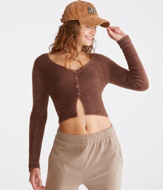 Bella Cropped Eyelash Cardigan | Aeropostale
