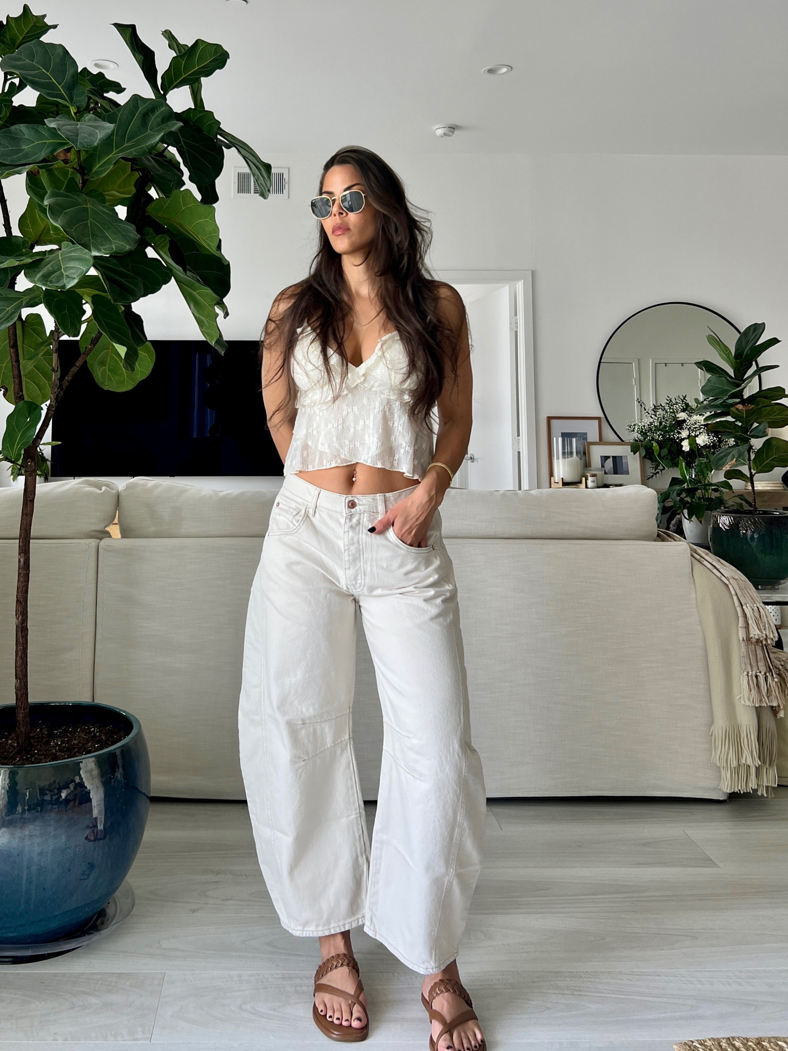 Finding fun ways to style the barrel leg jeans from Free People. Love the ivory for spring and summer! 🤍

#LTKstyletip #LTKSeasonal #LTKfindsunder100