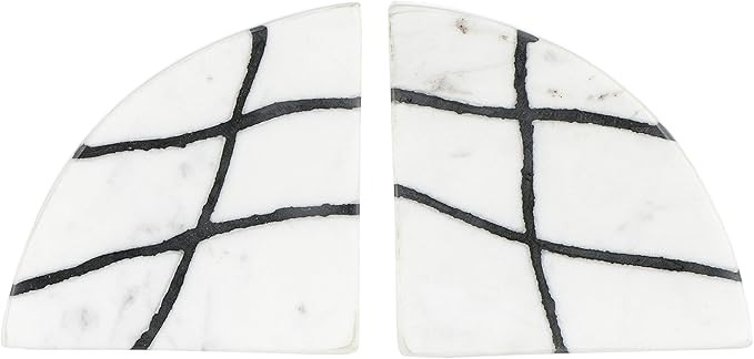 Bloomingville White & Black Marble, Set of 2 Bookends, White | Amazon (US)