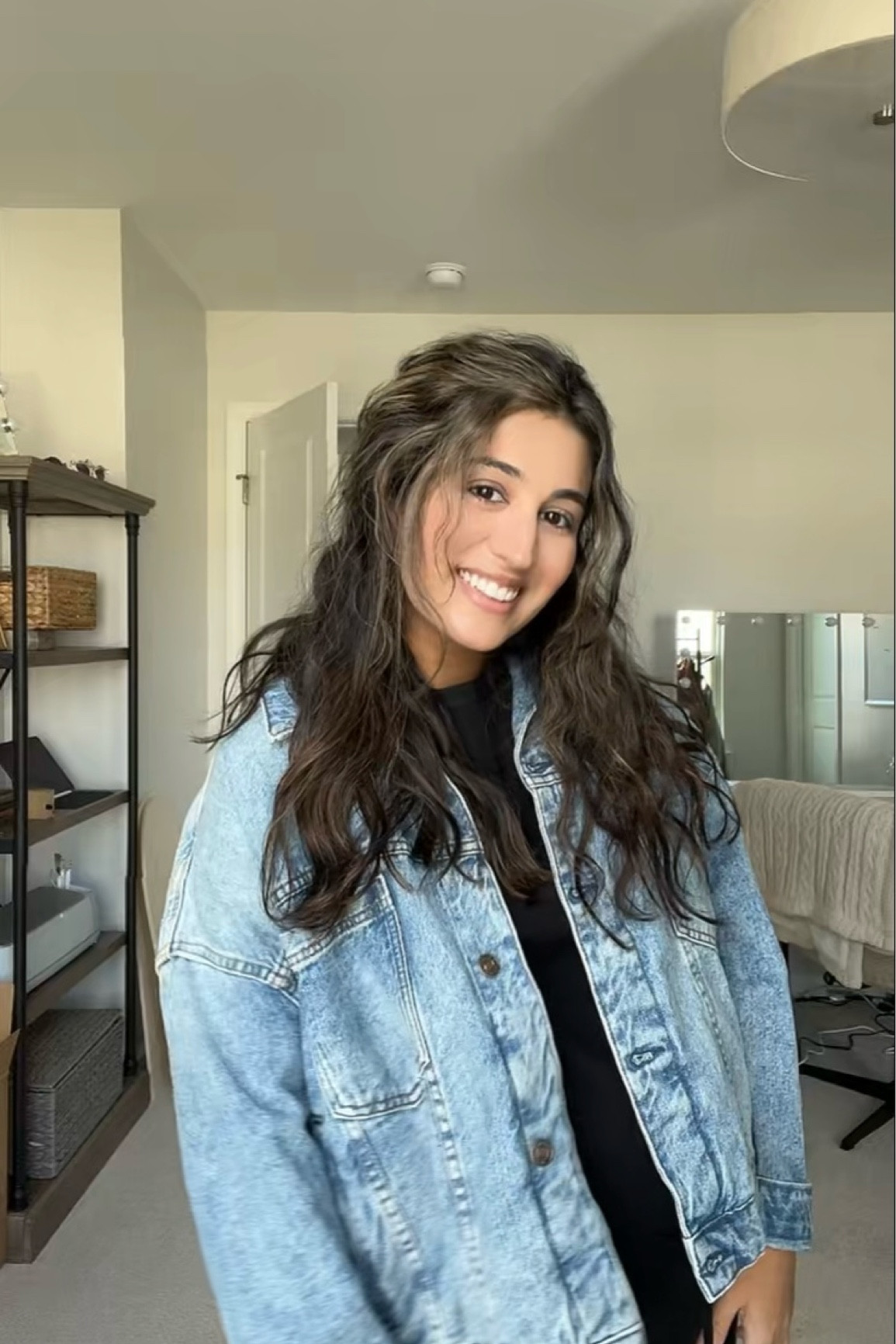 wearing size small 🫶🏽 	
We The Free Opal Swing Denim Jacket
Style No. 68349745
Color: Ocean Night
Size: S

#LTKFallSale