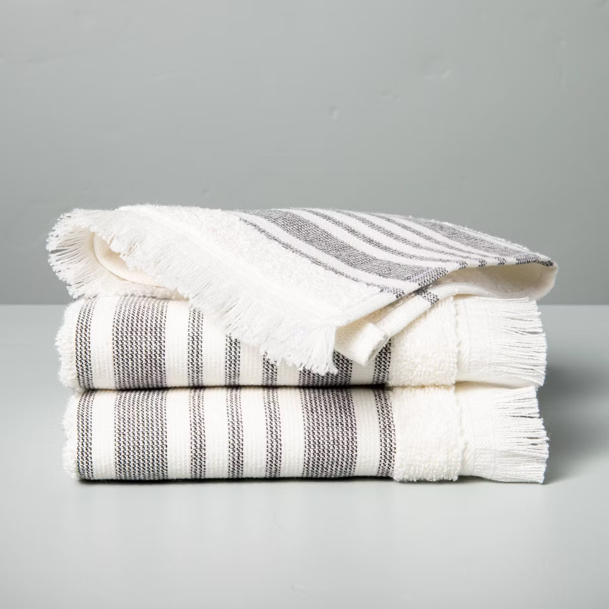 Multistripe Bath Towels Cream/Gray - Hearth & Hand™ with Magnolia | Target