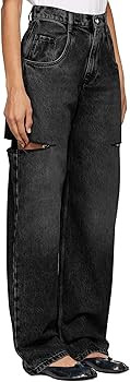 Cicy Bell Womens High Waisted Baggy Jeans Side Cut Out Wide Leg Stretchy Trendy Denim Pants with ... | Amazon (US)