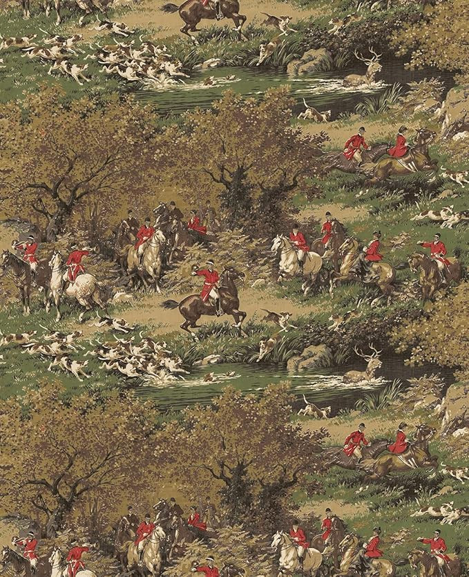 NextWall Harry & Grace Taunton Hunt Scene Peel and Stick Wallpaper (Chestnut & Rosemary) | Amazon (US)