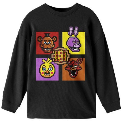 Five Nights At Freddy's Boxed-In Characters Boy's Black Long Sleeve Shirt-Medium | Target