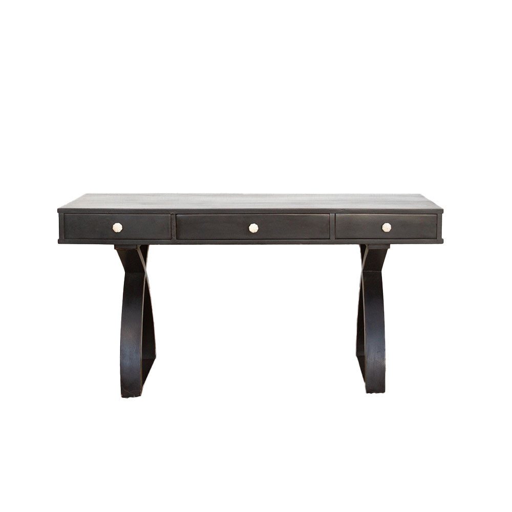 Sculptural Ebonized Wood Writing Table - de-cor - Black | One Kings Lane