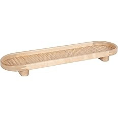 Kate and Laurel Planche Decorative Capsule Woven Tray with Solid Wood Frame, 27 x 8, Natural Brow... | Amazon (US)