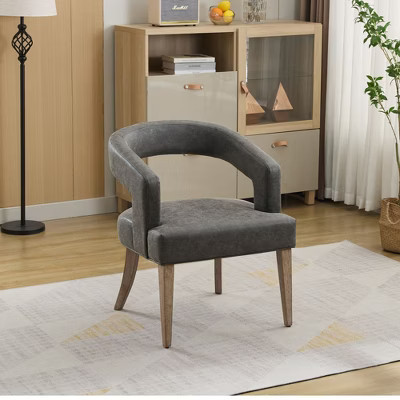 CAVINAS Modern Barrel Back Accent Chair,Weather-Resistant Solid Wood Leg Dining Chair,Plush Chair for Restaurant,Kitchen,Living Room,Dark Gray | Target
