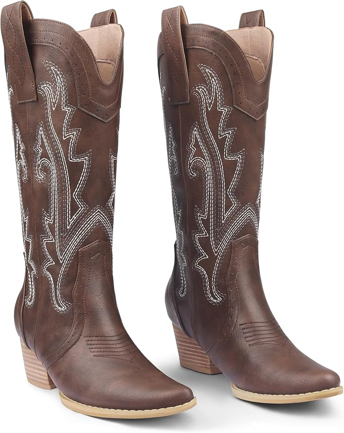 Zzheels Women Mid-calf Cowboy Boots Cowgirl Boots | Amazon (CA)