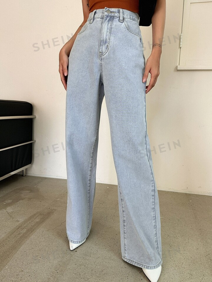 DAZY Jeans De Pierna Recta Con Bolsillo Oblicuo | SHEIN