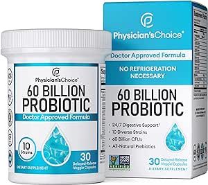 Physician's CHOICE Probiotics 10 Strains - 60 Billion CFU + Organic Prebiotics - Digestive & Gut ... | Amazon (US)