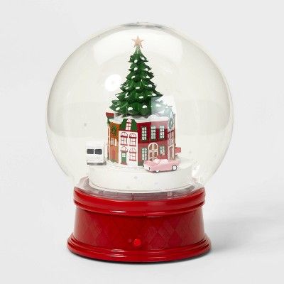 Large Animated Snow Globe with Trees and Cars Decorative Figurine Red - Wondershop&#8482; | Target