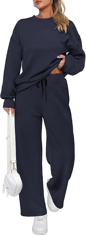 PRETTYGARDEN Women's 2 Piece Outfits 2024 Fall Long Sleeve Pullover Tops And Long Pants Lounge Se... | Amazon (US)