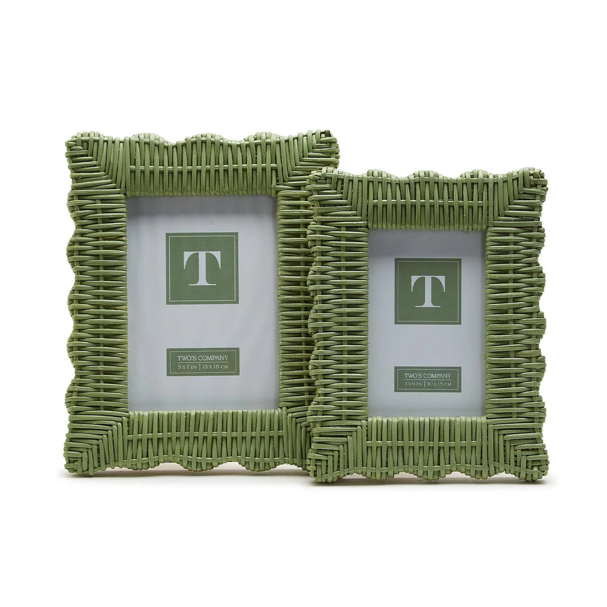 Green Wicker Weave Photo Frames, Set of 2 | Over The Moon