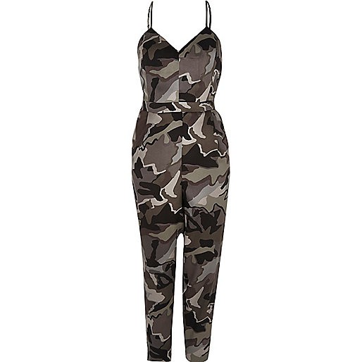 Grey camo cami jumpsuit | River Island (UK & IE)