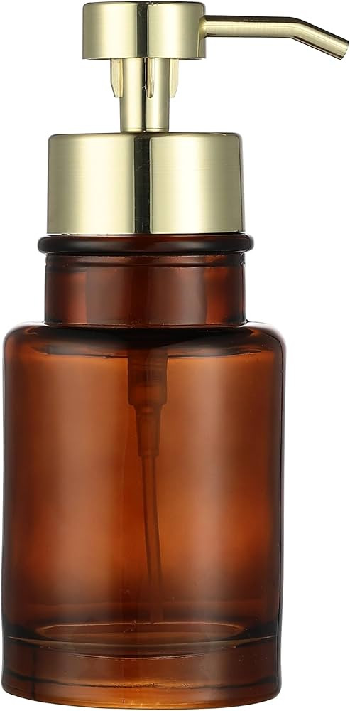 H Halston Amber Glass Foaming Soap Pump Dispenser, Foaming Soap or Liquid handoap compatable, Dur... | Amazon (US)