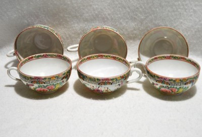 6 Vintage Chinese Hand Painted Rose Medallion Egg Shell Porcelain Tea Cups  | eBay | eBay US