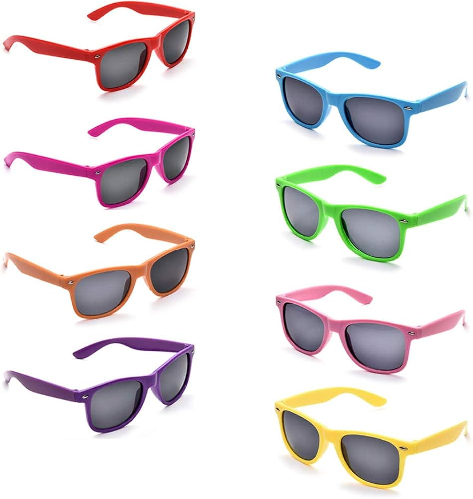 8 Pack Kids Neon Colors Party Favor Supplies Unisex Sunglasses, Mix | Amazon (US)