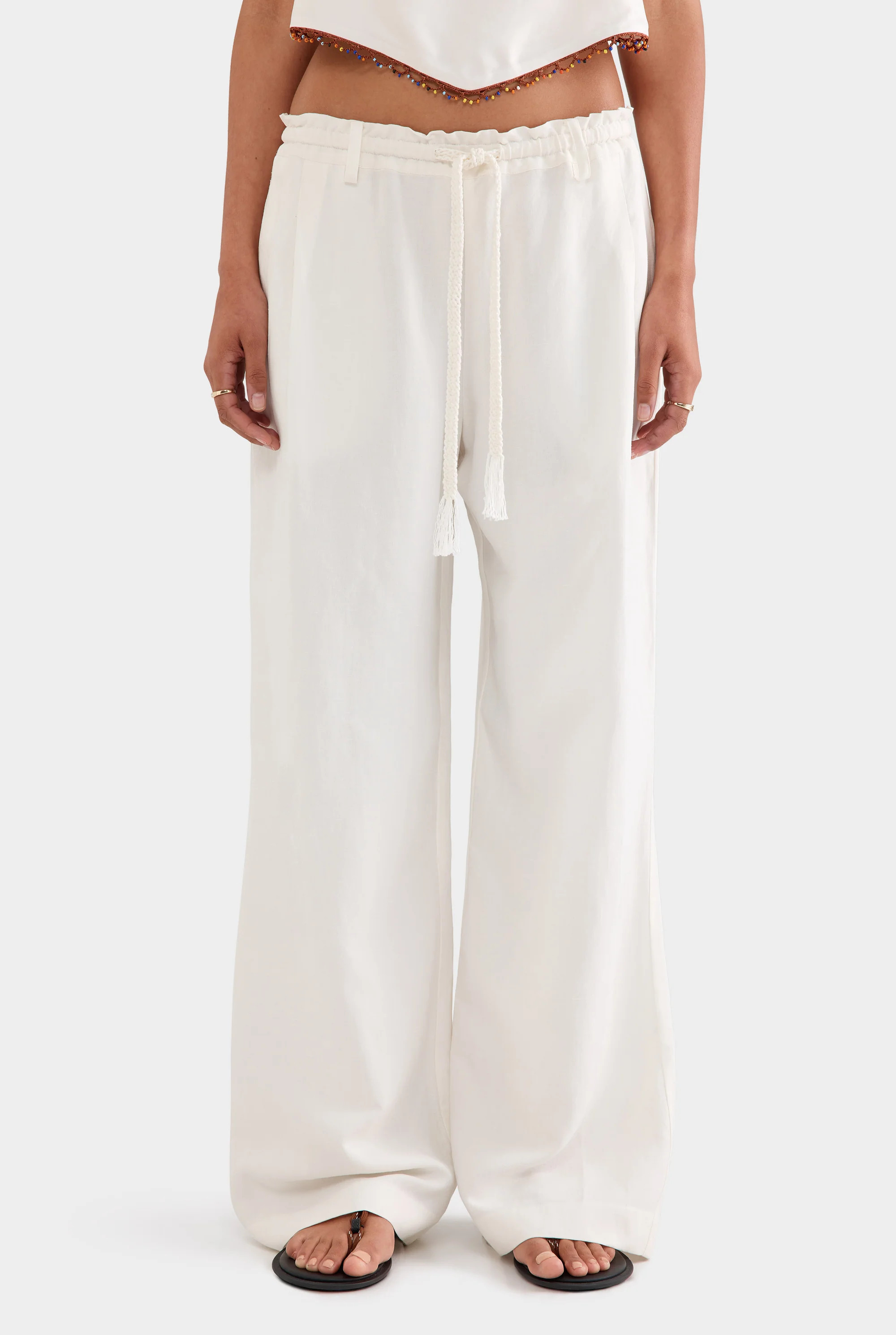 Silk Linen Relaxed Pleat Front Pant | Venroy AU