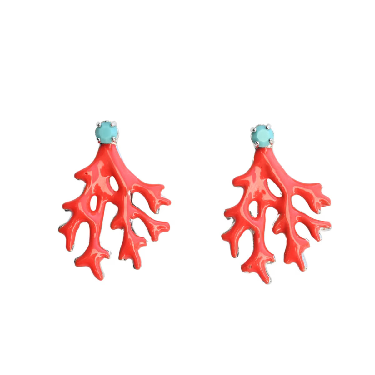 The Pink Reef Mini Coral Earring In Red Coral | Wolf & Badger
