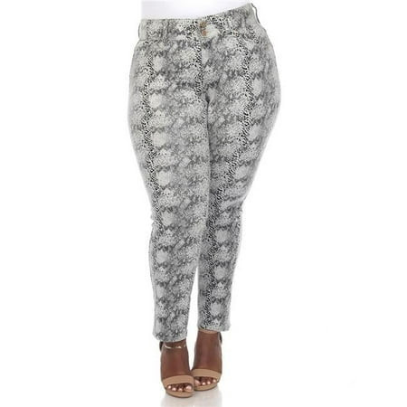PS518-03-20 Plus Size Faux Suede Snake Print Pants White - Size 20 | Walmart (US)