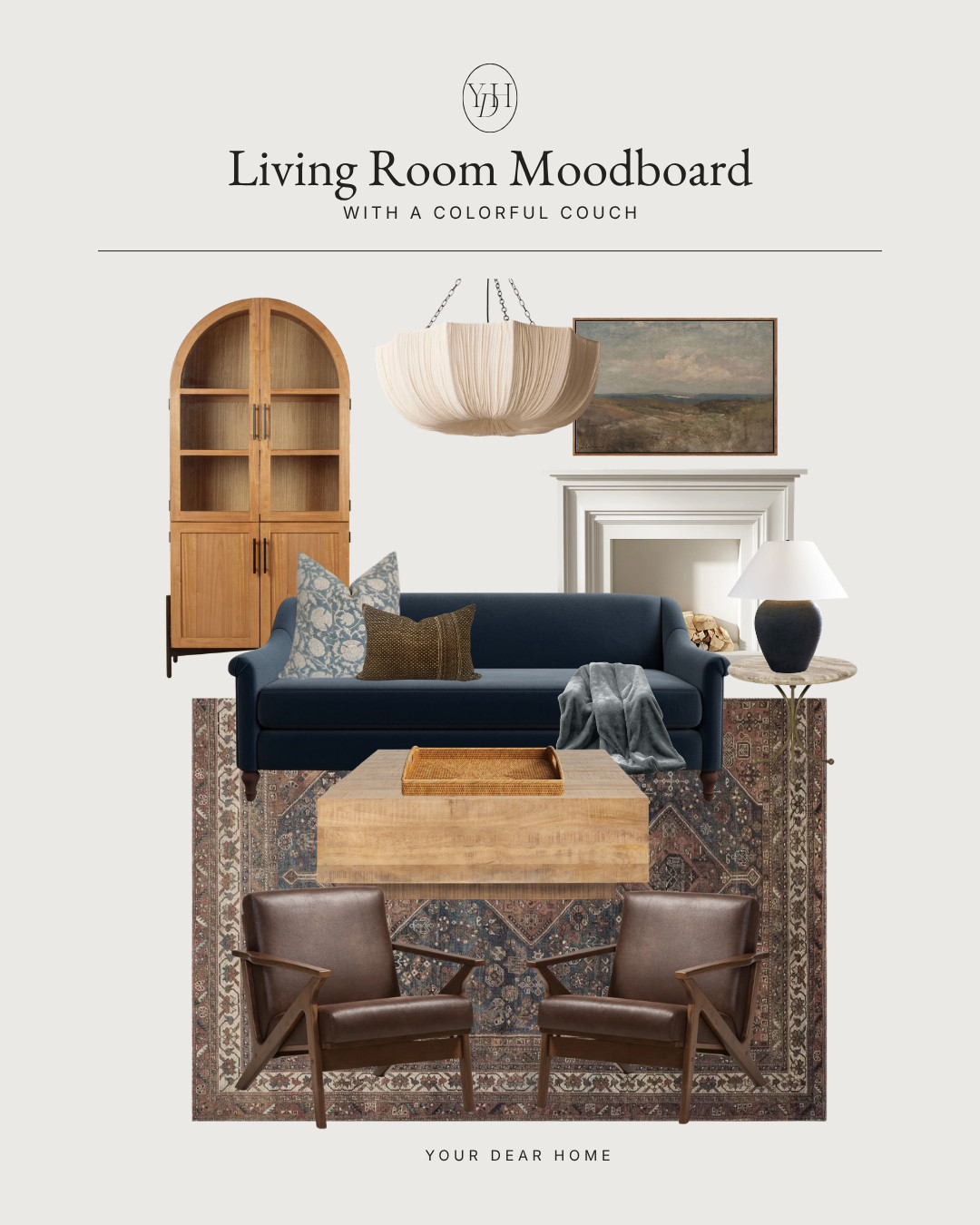If you’ve been wanting to try color in your home without overwhelming the space, a rich sofa is honestly one of the prettiest ways to do it. I love how the deep blue couch adds contrast while the warm woods and vintage rug keep the room feeling balanced and cozy. 

 #LTKHome