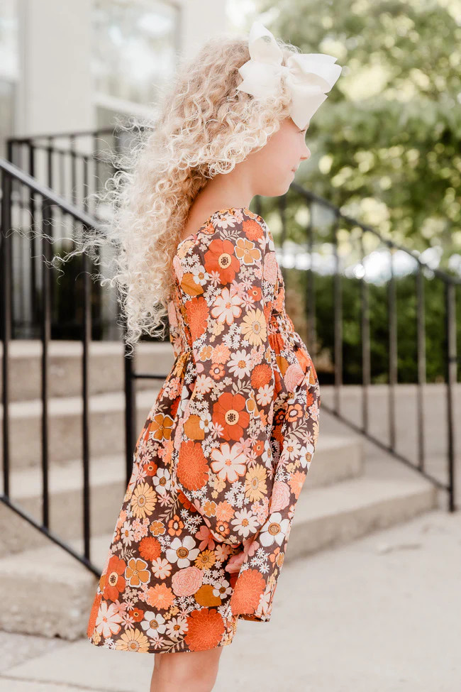 Kid's Daisy Dreamin' Brown Floral Dress | Pink Lily