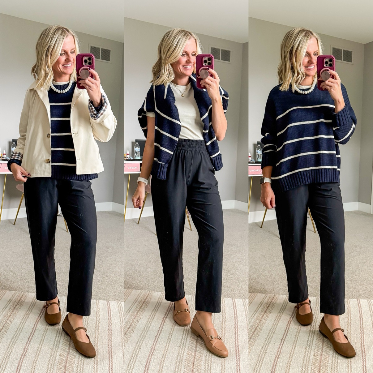 Fall Capsule 2026 🍂 Three ways I'm styling my black wide-leg pants! This is look 6 of 10 with this piece — my 20-piece capsule mixes and matches into 120 outfits. Which one is your favorite?! Shop the pieces on my LTK! 🤎 

 #fallcapsulewardrobe #capsulewardrobe #falloutfits #fallfashion #petitestyle #affordablefashion #ltkstyle #ltkfall