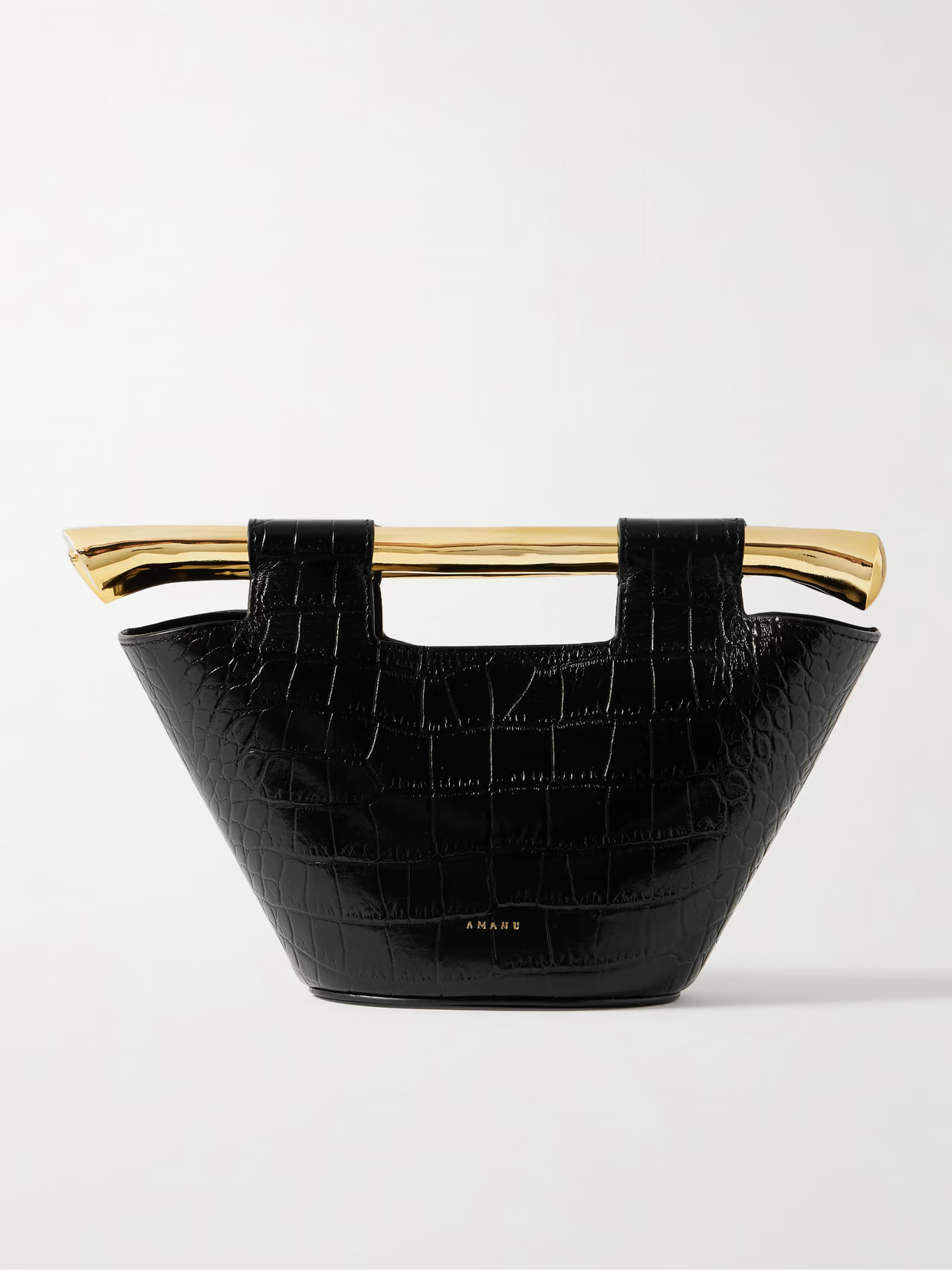 AMANU - Madagascar Mini Croc Effect Leather Tote - Black | NET-A-PORTER (US)