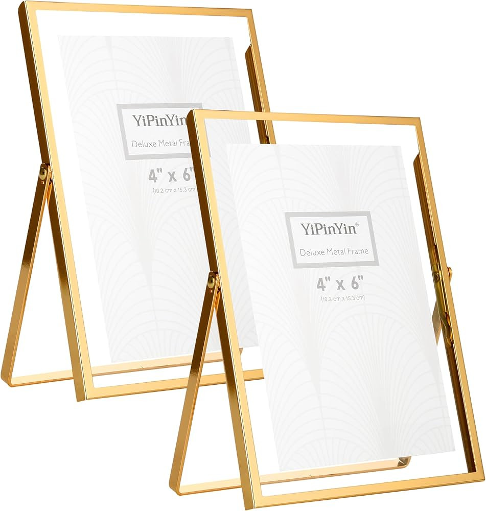 Gold 4x6'' Floating Frame Set of 2, For Photo Sizes (3.5x5'', 4x 6'' up to full size 5x7'' ), 5x7... | Amazon (US)