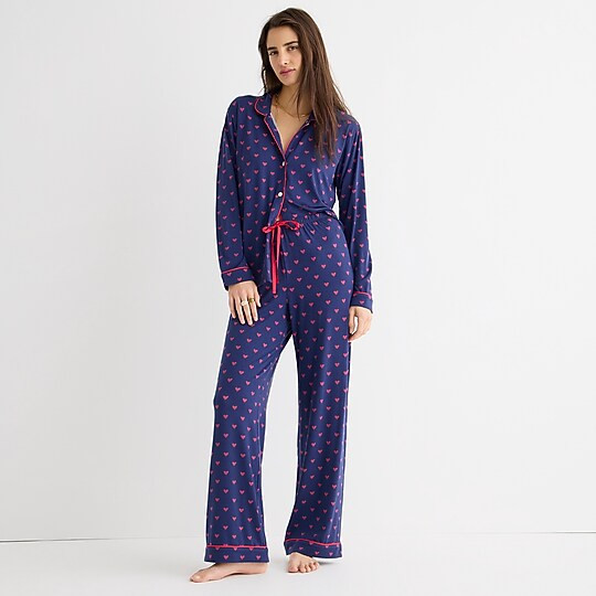 Long-sleeve TENCEL™ pajama set in heart dots | J. Crew US