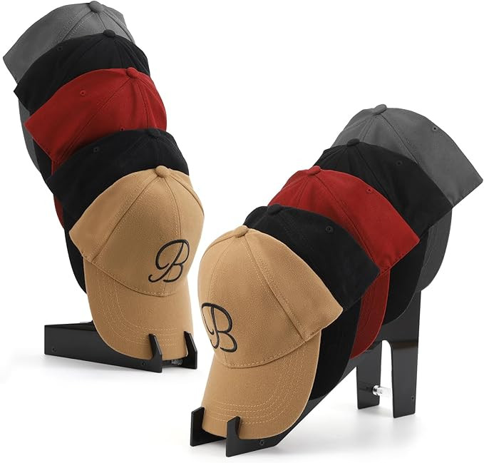 Hat Racks for Baseball Caps, 2 Pack Acrylic Hat Organizer Compact Hat Hanger for Wall, Two Novel ... | Amazon (US)