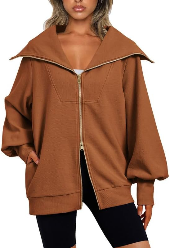 EFAN Womens Oversized Full Zip Up Sweatshirts Fall Jackets Outfits for Women Fashion 2023 Winter ... | Amazon (US)