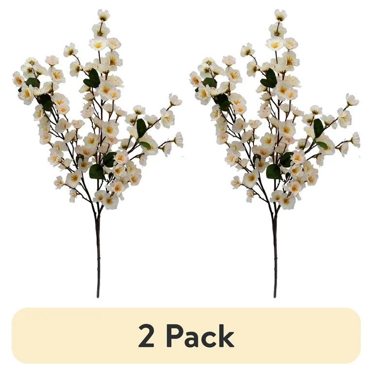 (2 pack) Mainstays Indoor Artificial Cherry Blossom Stem, Pink Color, Assembled Height 25" | Walmart (US)