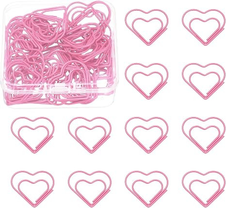 PATIKIL 50 Pcs Heart Shape Paper Clip, Metal Cute Small Paper Clamp Clips for Office Supplies Cra... | Amazon (US)