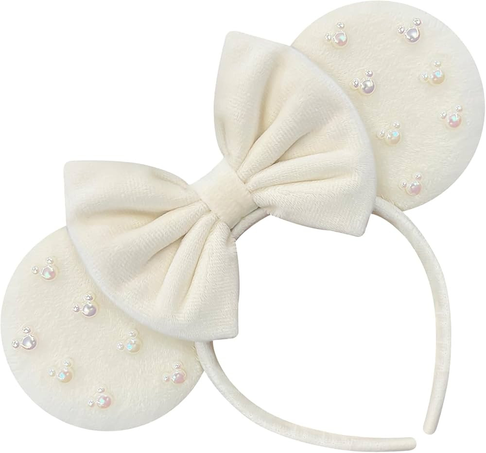 Trnerm Large Fuzzy Beige Headbands for Women and Adults - Birthday Headband with Plush Ears for P... | Amazon (US)