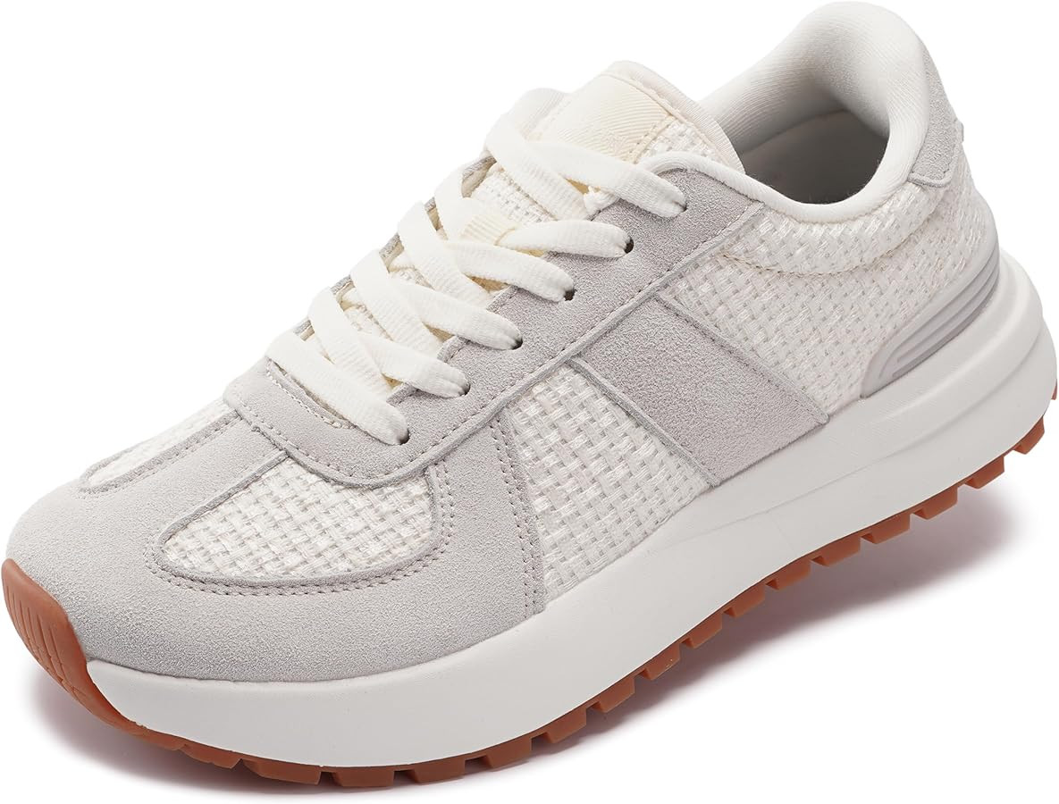 WHITIN Women's Wide Toe Box Retro Patchwork Sneaker | Cushion Support | Width Walking Shoes | Amazon (US)