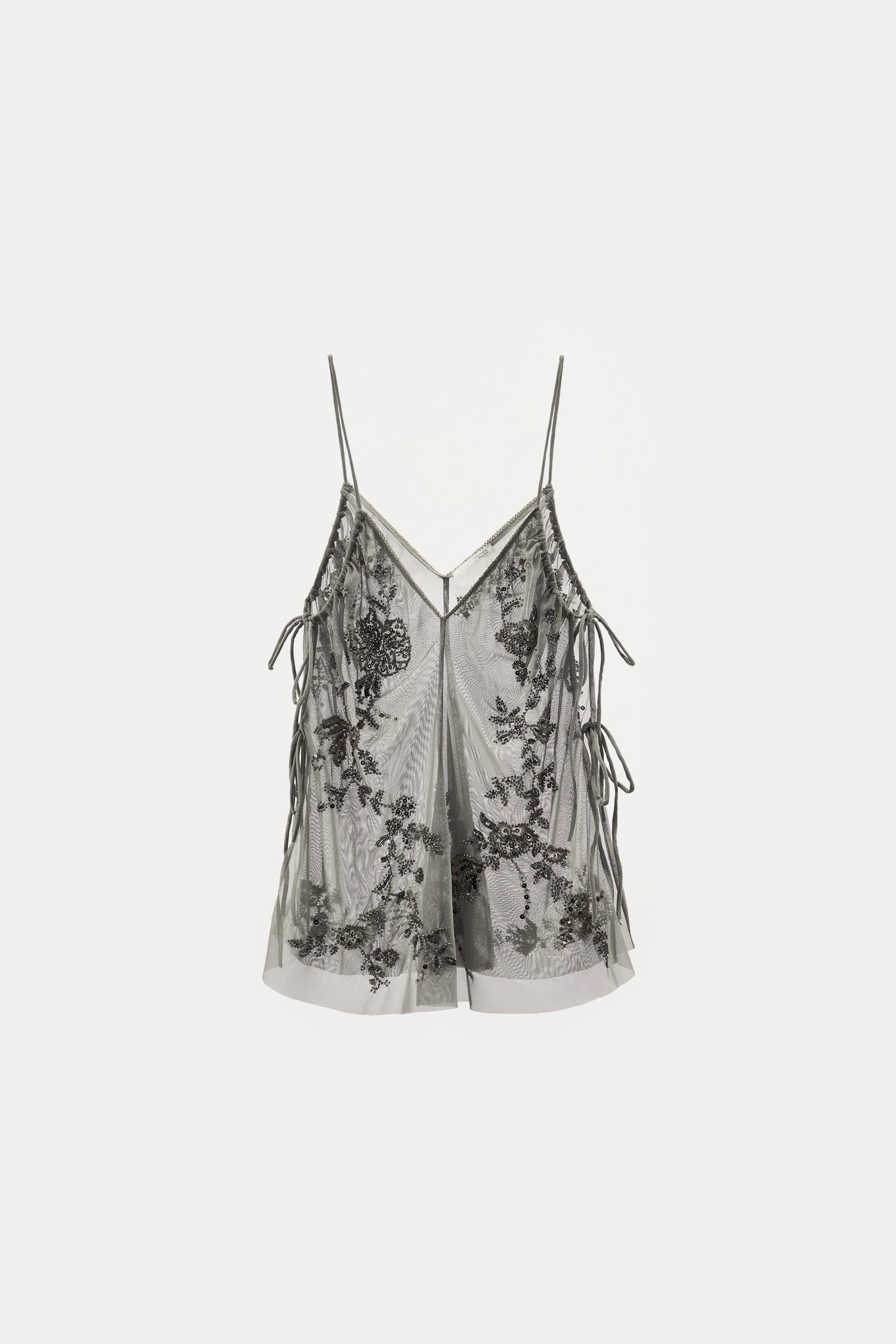 SEQUIN EMBROIDERED TOP | Zara US