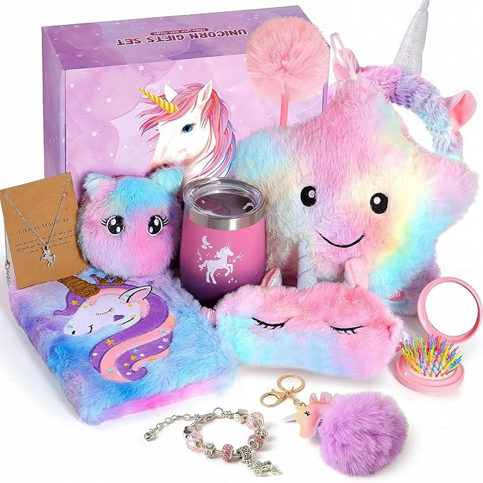 Unicorns Gifts for Girls 5 6 7 8 9 10+ Years Old, Kids Unicorn Toys with Light Up Plush Star Pill... | Amazon (US)