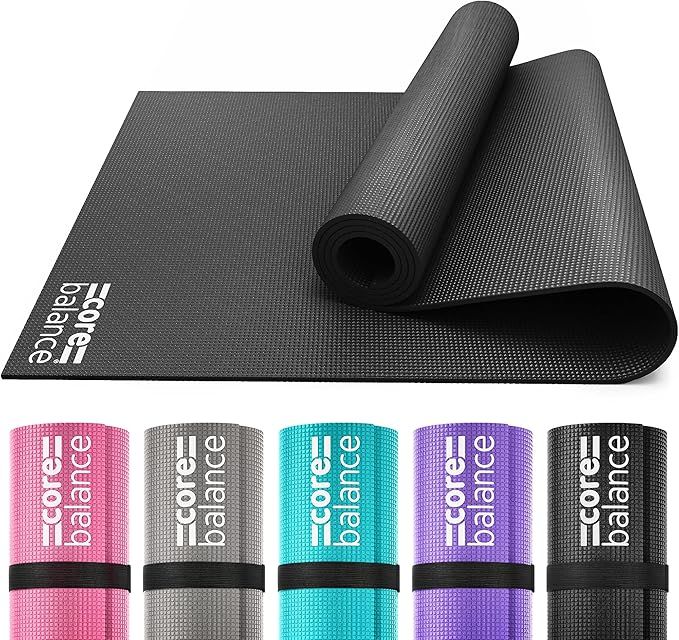 Core Balance Yoga Mat, Thick Foam 6mm, Non Slip, Exercise Fitness Gym, Compact Lightweight With C... | Amazon (UK)