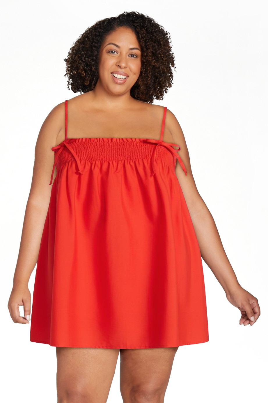 No Boundaries Cotton Poplin Smocked Mini Dress with Tie Straps, Women's XXS-XXL | Walmart (US)