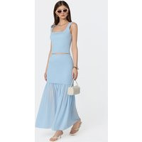 ASTR the Label | Halie Mixed Media Maxi Skirt in Light blue |  Size L | ASTR The Label (US)