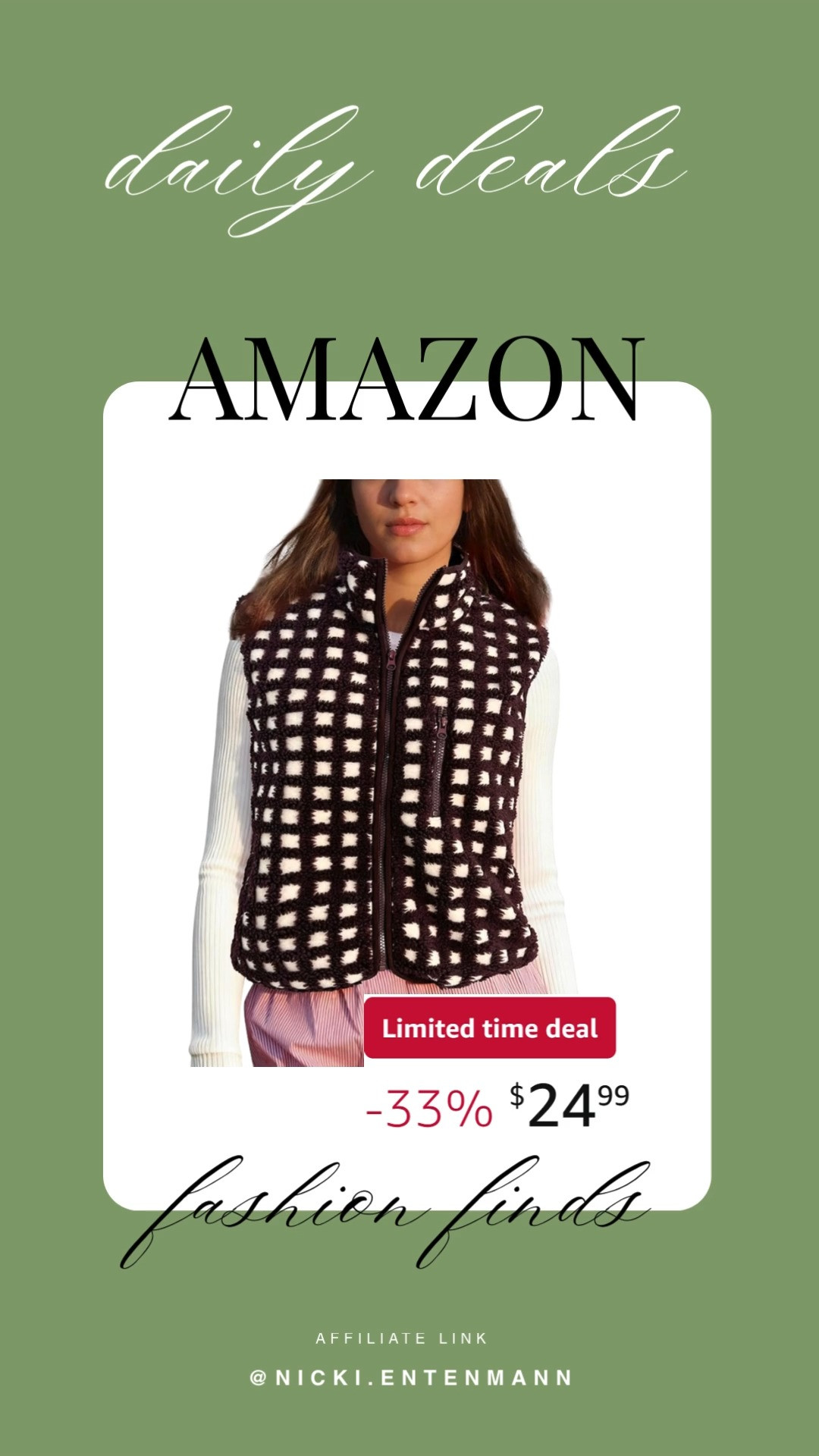 This checkered sherpa vest sleeveless winter fleece jacket brings cheerful warmth and effortless style to everyday outfits with cozy flair. #SherpaVest #WinterFleece #CheckeredStyle #SleevelessJacket #CozyFashion #WardrobeEssentials #DailyOutfits #LifestyleLooks #ModernStyle #FashionFavorites 🧥❄️✨
 

 #LTKootd #LTKSeasonal #LTKTravel