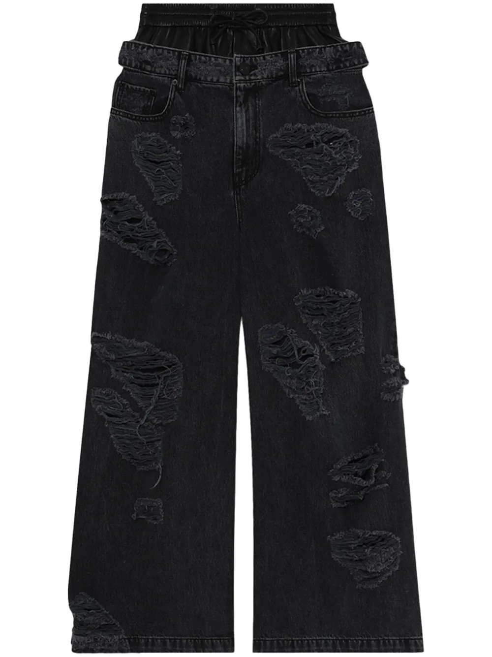 distressed-finish wide-leg jeans | Farfetch Global
