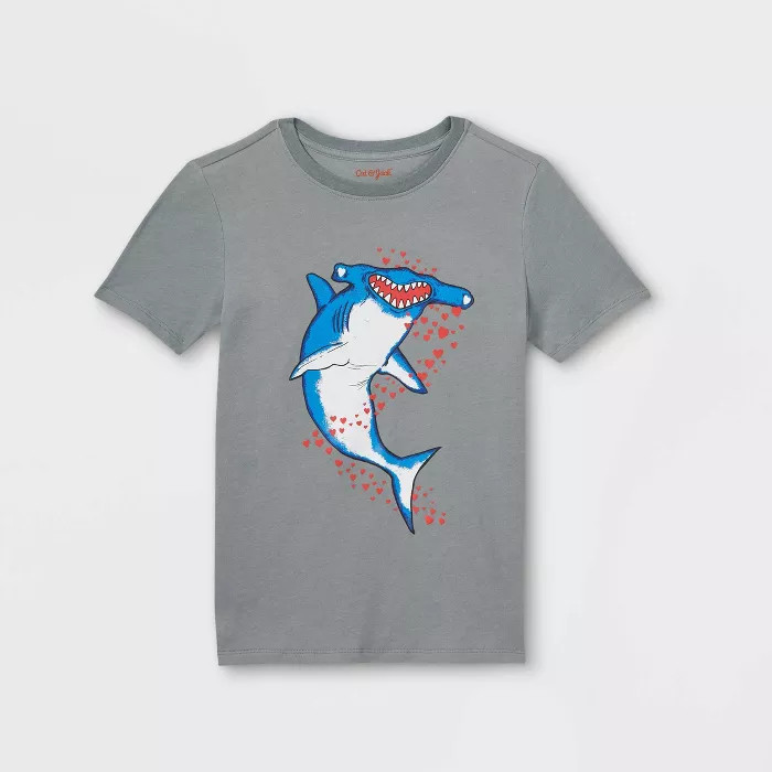 Boys' 'Heart eyes Hammerhead Shark' Short Sleeve Graphic T-Shirt - Cat & Jack™ Heather Gray | Target