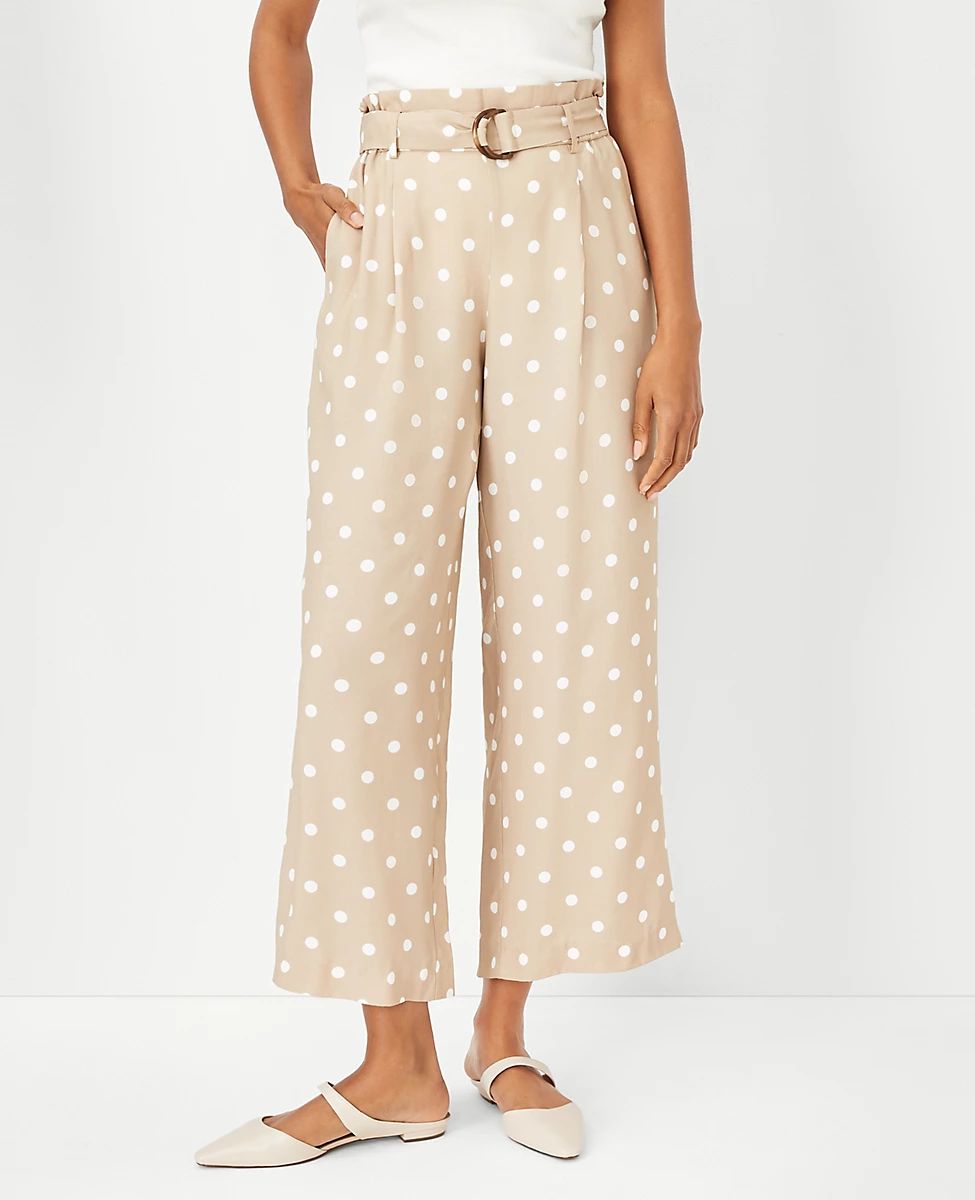 The Belted Easy Wide Leg Crop Pant in Polka Dot | Ann Taylor (US)