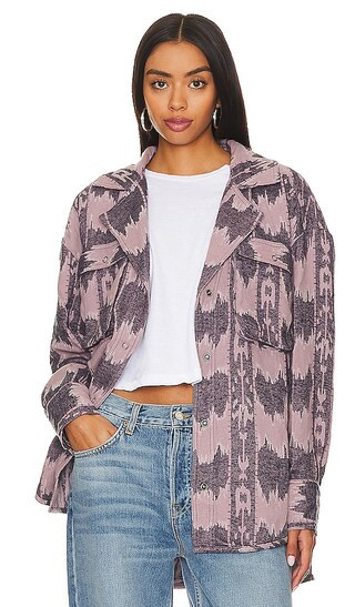 Izzie Cargo Jacquard Shacket in Purple Combo | Revolve Clothing (Global)