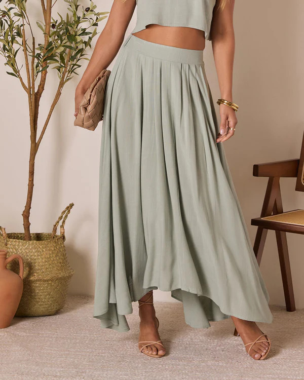 Fresh Breeze Asymmetrical Hem Maxi Skirt | VICI