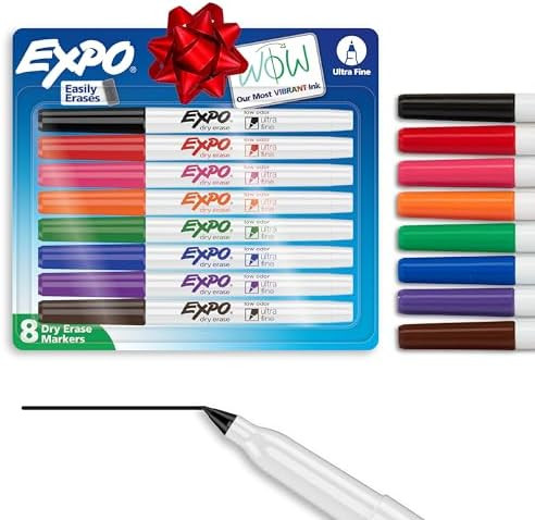 EXPO Low Odor Dry Erase Markers Ultra-Fine Tip Assorted Colors 8 Count | Amazon (US)